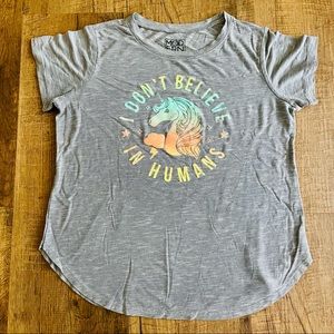 Modern LUX unicorn grey Scoop neck t-shirt LRG